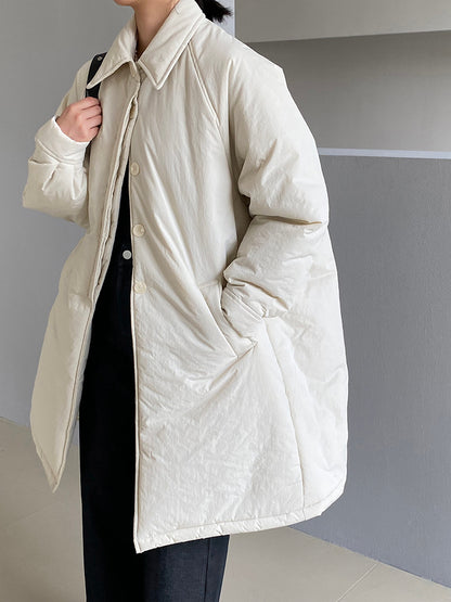 【cimz1235】 雪山奶糖 Muji 風輕薄初冬簡約廓形寬鬆棉服外套260108