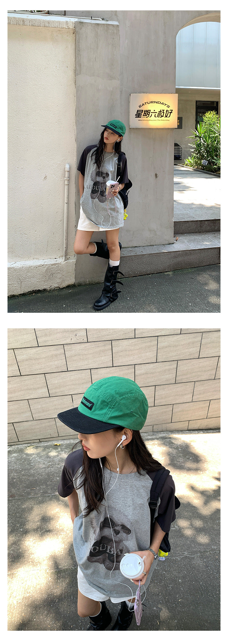 【H5365】實拍夏天韓版墨鏡小狗寬鬆長版棉質T恤250708