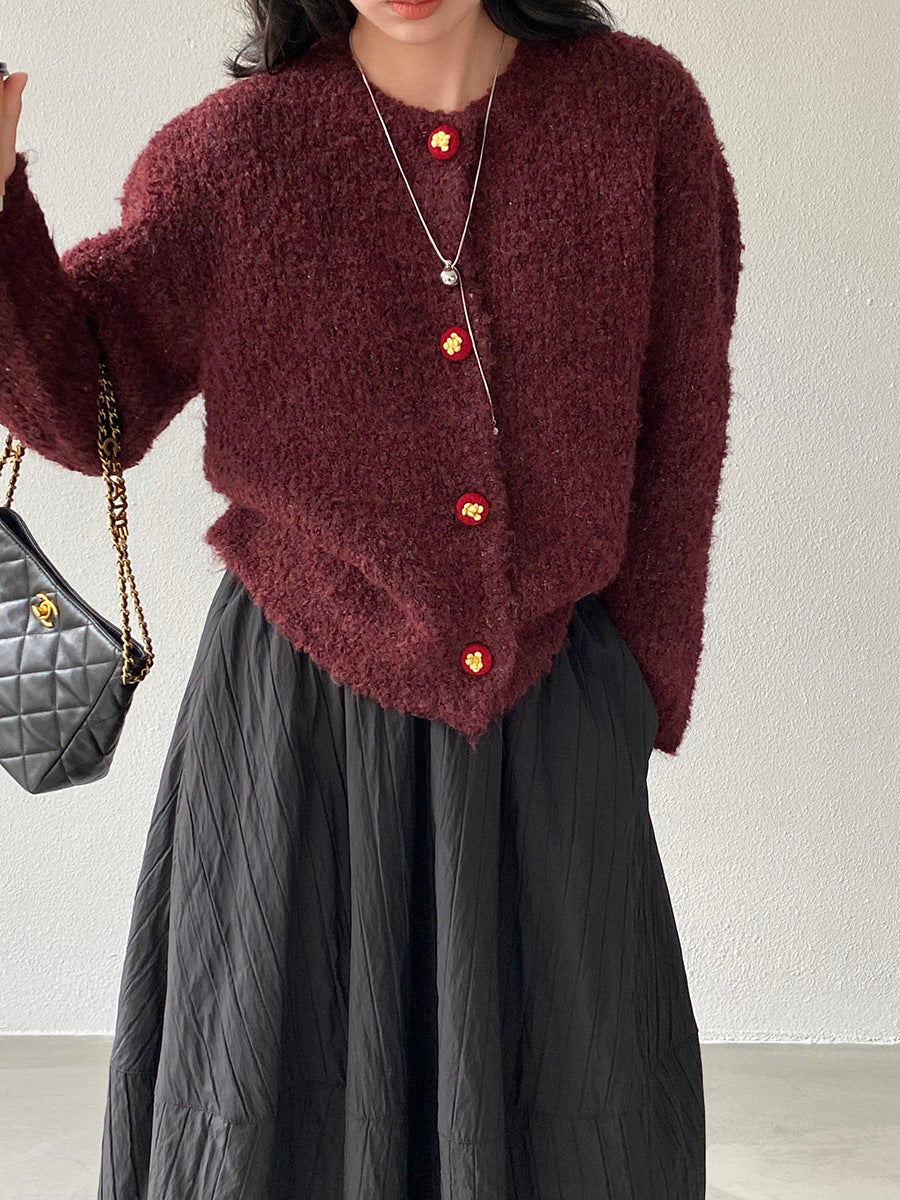 【cimz1391】實拍毛茸茸可愛羊毛針織毛衣開衫（羊毛14%)251201