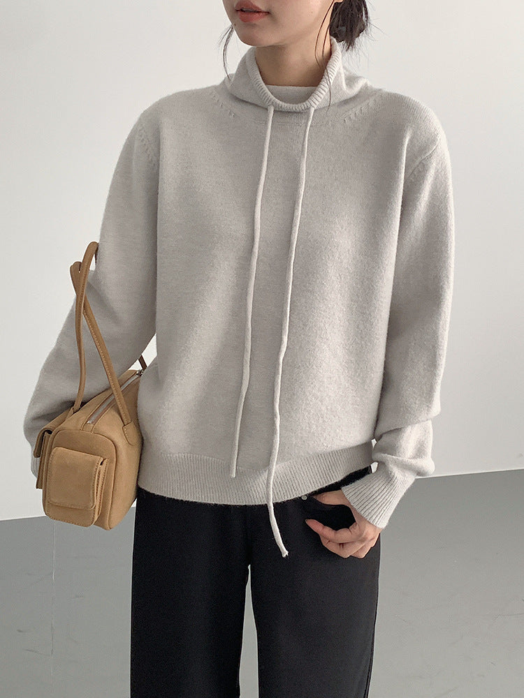 【LD3294】實拍慵懶復古立領羊駝絨針織衫251103