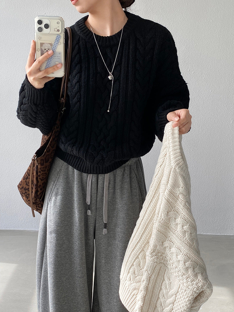 【cimz1398】實拍復古加厚保暖棒針麻花針織毛衣（棉羊毛17)251120