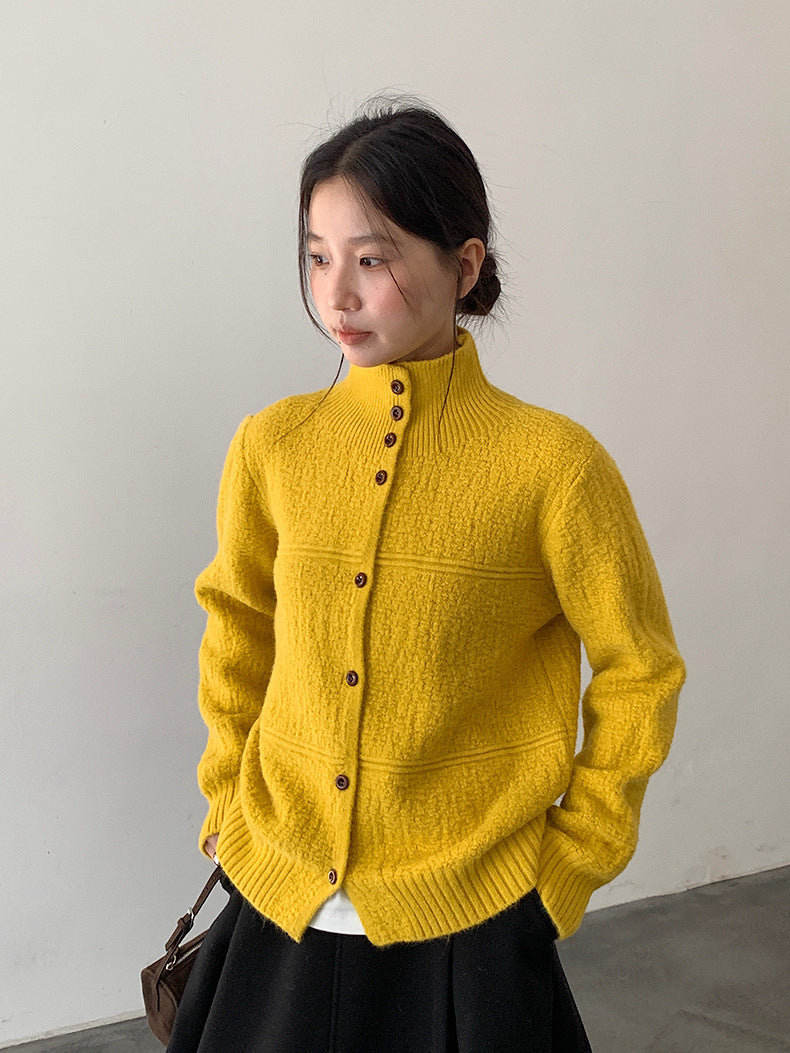 【LD11037】實拍高領開衫針織毛衣251202