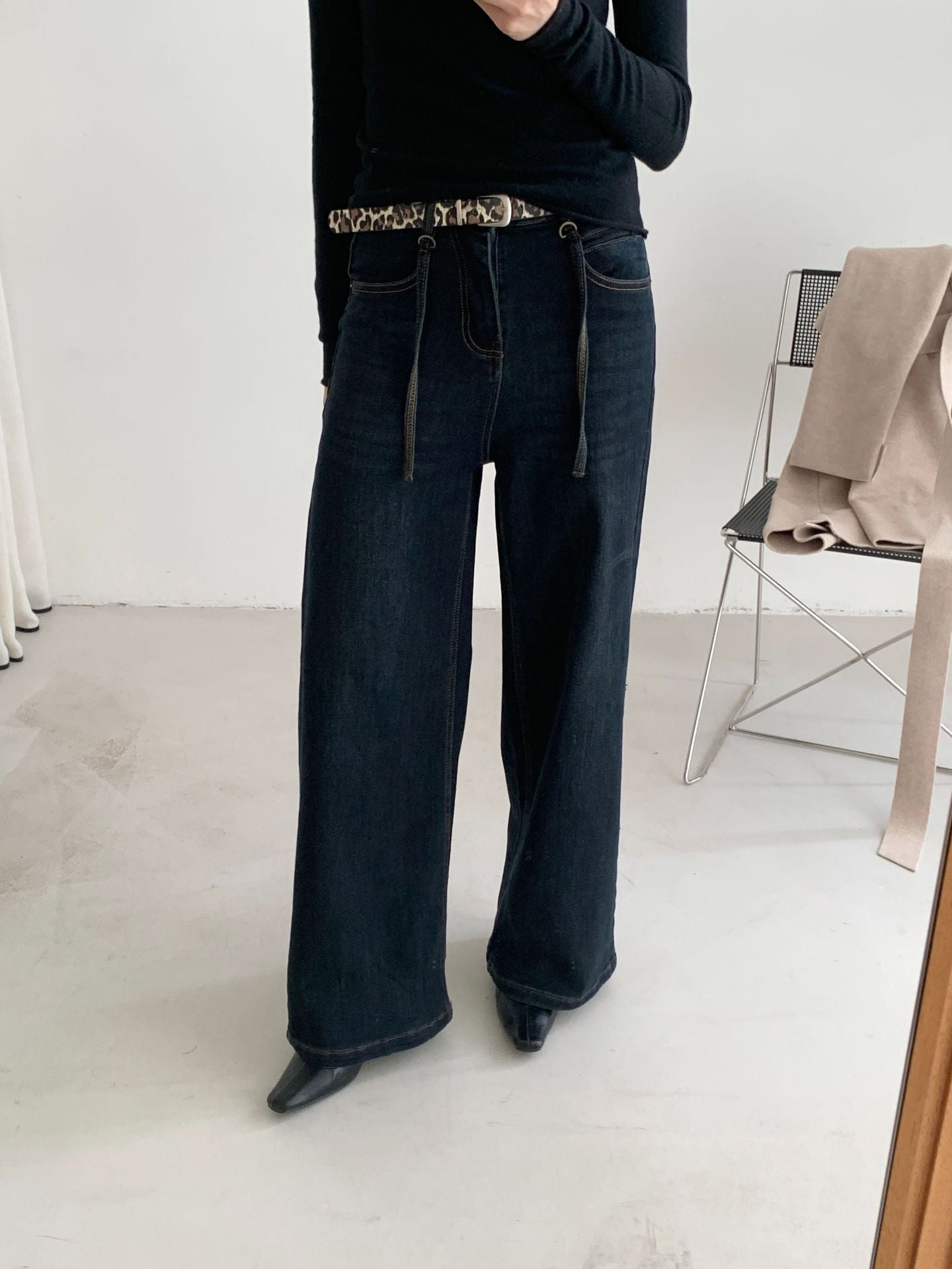【H5477】實拍S~XL復古加厚高腰直筒牛仔褲251109