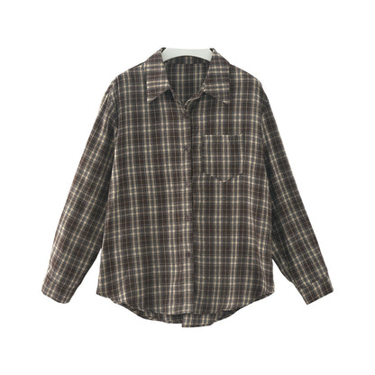 【H570】實拍復古寬鬆毛呢格子襯衫外套251021