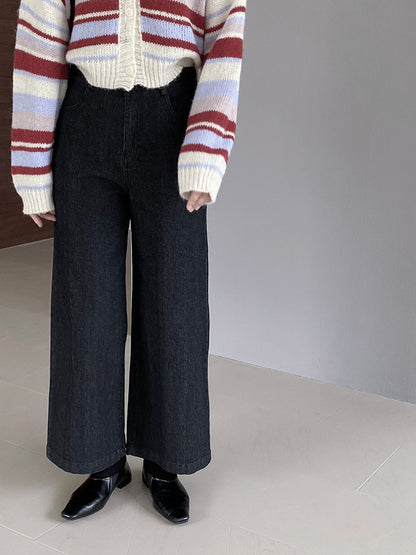 【cim6121】實拍超顯瘦顯腿直彈性九分黑色牛仔褲251030