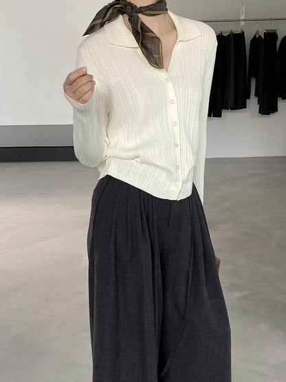 【cim6901】實拍慵懶紙片人polo領針織衫251030