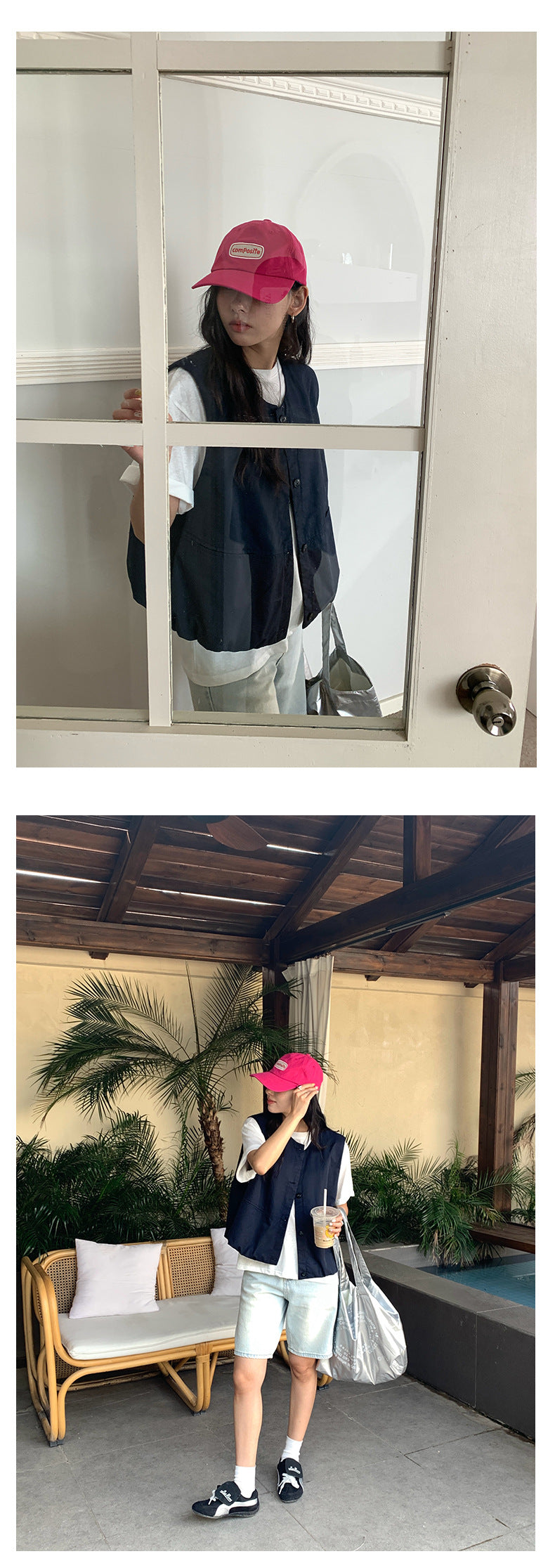【H5092】實拍簡約下擺打摺寬鬆背心外套250303