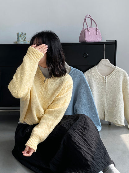 【cimz1386】實拍雙頭拉鍊羊毛保暖針織外套（羊毛34%)251201