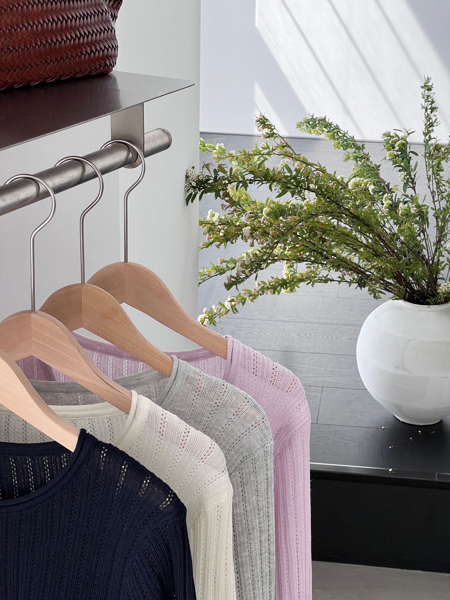 【cimzW6005】早春韓系溫柔☁️捲邊領鏤空薄款羊毛針織小外套/罩衫260319