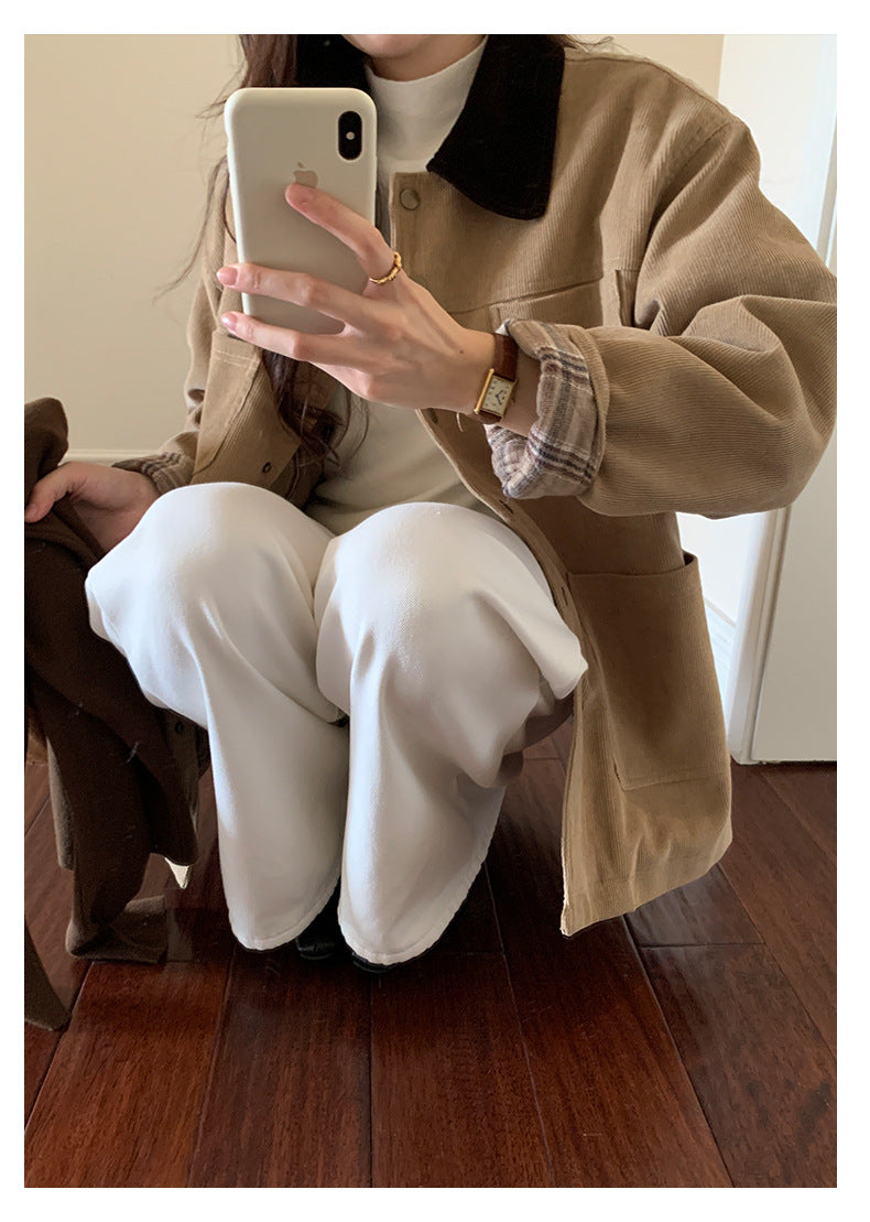 【H5500】實拍 復古燈芯絨加厚夾棉大衣外套251118