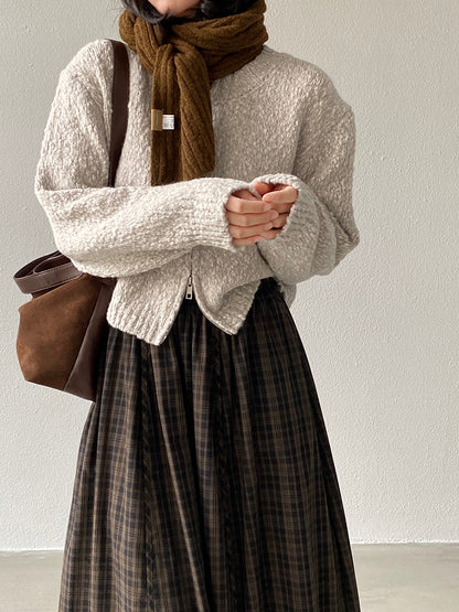 【cimz1386】實拍雙頭拉鍊羊毛保暖針織外套（羊毛34%)251201