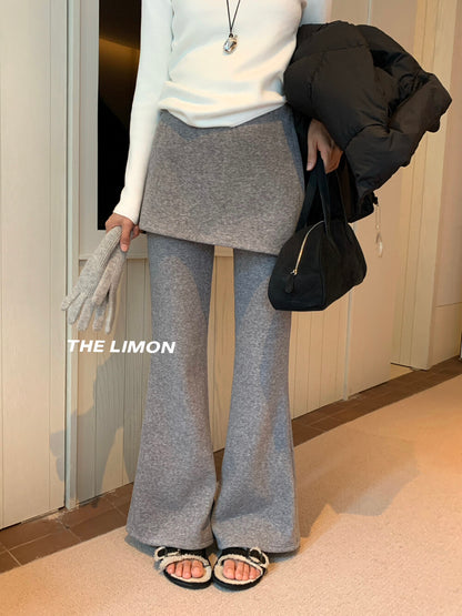 【L9307】實拍檸檬秋冬假兩件屁簾顯瘦加絨微喇休閒褲251208