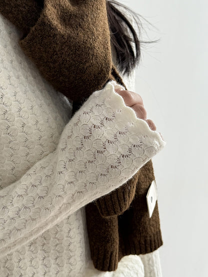 【Y312】實拍高單質感鏤空蕾絲半高領針織衫251106