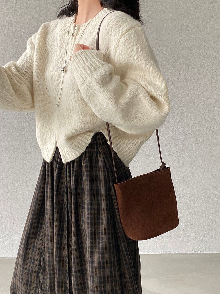 【cimz1386】實拍雙頭拉鍊羊毛保暖針織外套（羊毛34%)251201