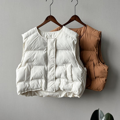 【Y82635】實拍秋冬簡約圓領棉背心251106