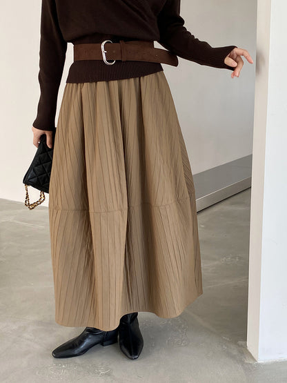 【cim1708】實拍秋冬法式寂靜高腰加厚微花苞A字裙251030