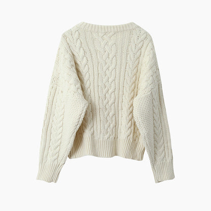 【LD11003】實拍冬季加厚麻花長袖圓領毛衣251110