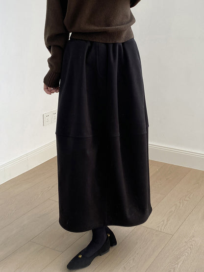 【Y82671】 實拍秋冬氣質花苞毛呢A字裙251023