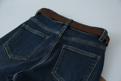 【LD3286】實拍S~XL冬季植絨加絨高腰彈力牛仔褲+鑰匙扣251103