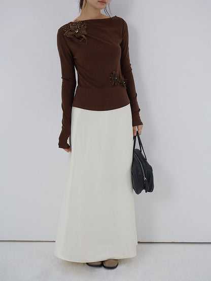 【LD3288】實拍秋冬高腰垂感抓絨厚款緞面魚尾裙251103