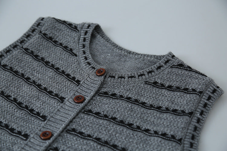 【LD3278】實拍小圓領長袖襯衫+條紋針織背心（分開下單）251103