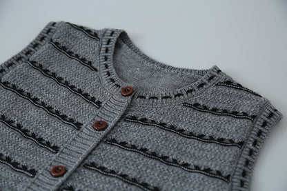 【LD3278】實拍小圓領長袖襯衫+條紋針織背心（分開下單）251103