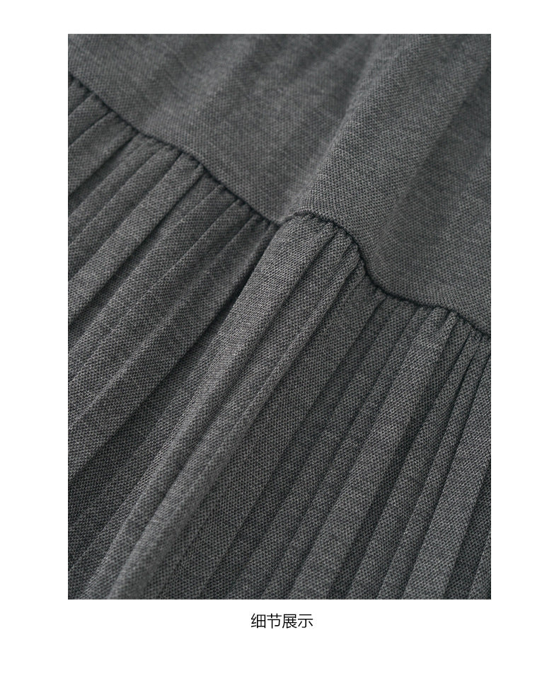 【H5476】實拍秋冬質感簡約細摺鬆緊腰a字傘裙251109