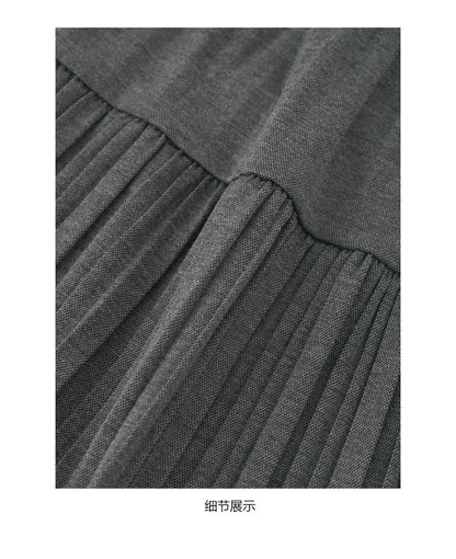 【H5476】實拍秋冬質感簡約細摺鬆緊腰a字傘裙251109