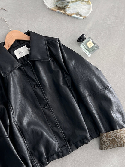 【cimz1667】實拍個性復古黑色工裝皮衣外套251120