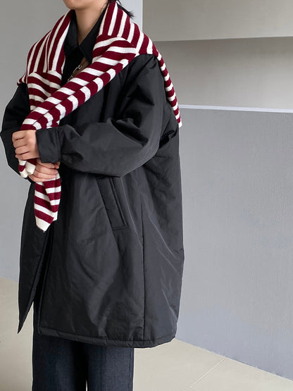【cimz1235】 雪山奶糖 Muji 風輕薄初冬簡約廓形寬鬆棉服外套260108