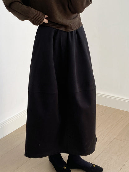 【Y82671】 實拍秋冬氣質花苞毛呢A字裙251023