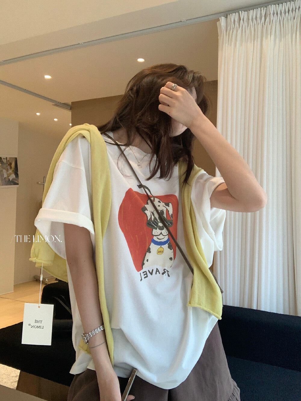 【L10358】童趣可愛減齡🐶韓系復古斑點狗卡通印花寬鬆短袖T恤260428