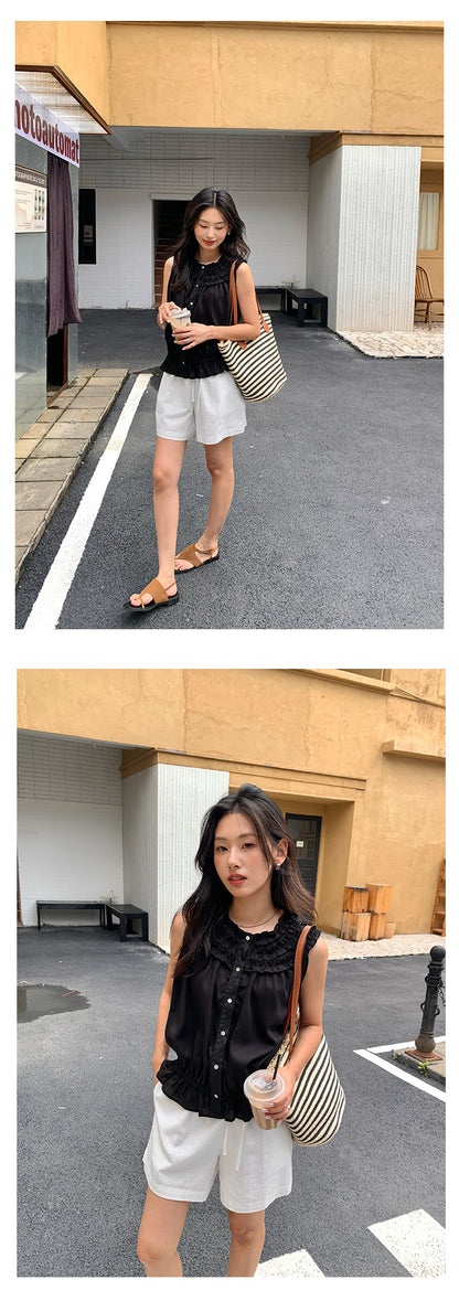 【H5257】實拍夏季韓系棉麻A字短褲250513