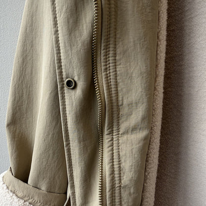 【Y82650】實拍立領帥氣內裡羊羔毛工裝外套251016