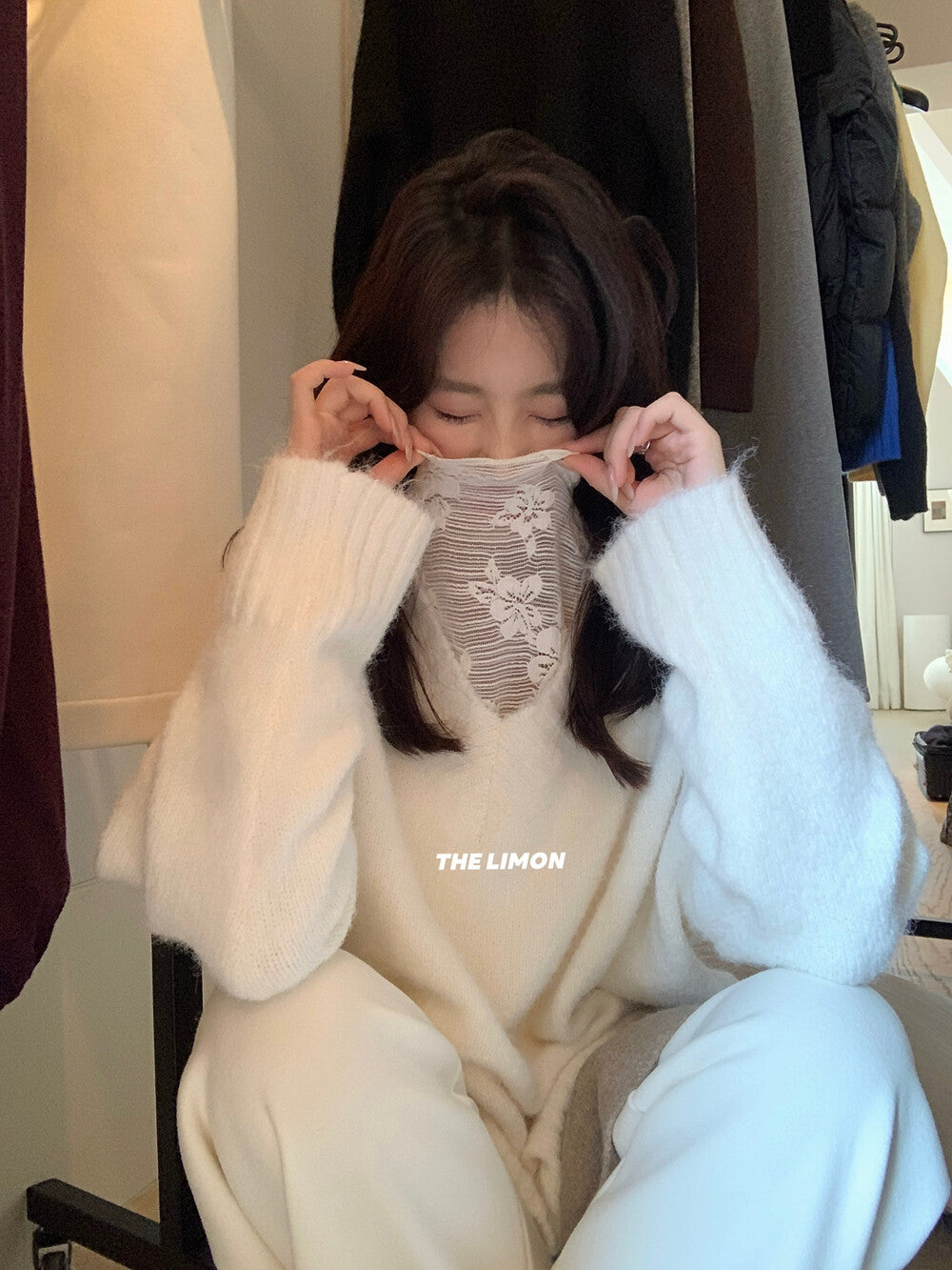 【L9320】實拍檸檬秋冬浪漫內搭立領長袖蕾絲衫251117