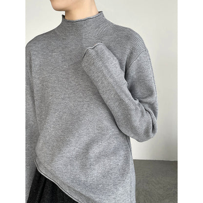 【cimYL713】實拍加厚捲邊半高領保暖針織衫251201