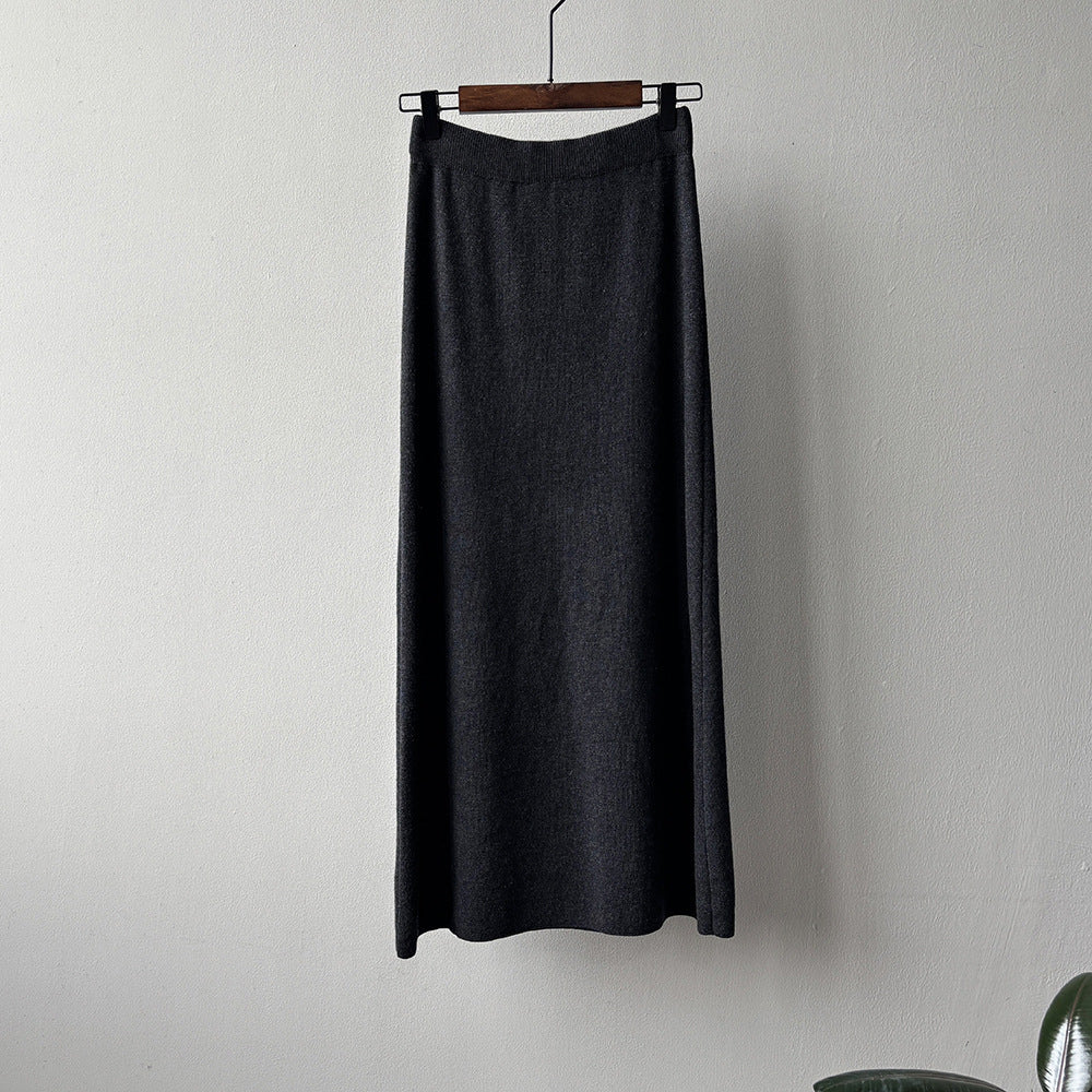 【YP682】 實拍高腰軟糯垂感針織長裙251023