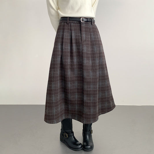 【LD11071】實拍氣質復古格紋毛呢a字裙251209