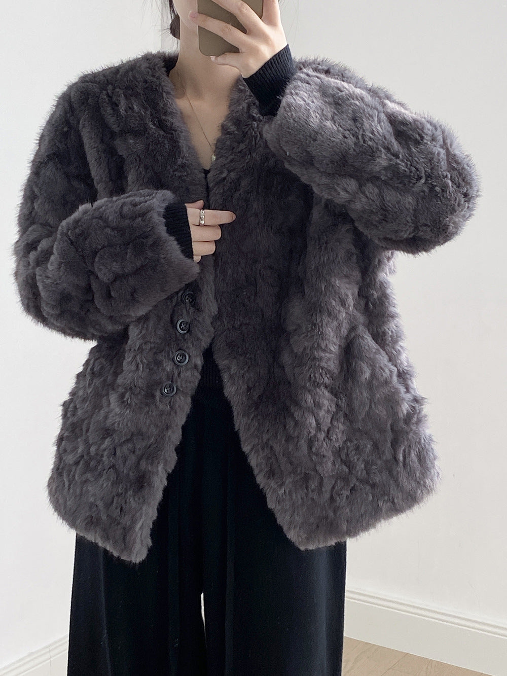 【YH707】實拍高質感毛茸茸仿皮毛保暖一体毛绒外套＋圍巾251113