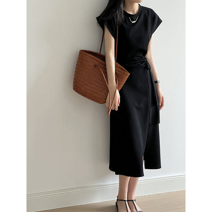 在台現貨【Y695】實拍韓國夏天開衩綁帶棉質洋裝