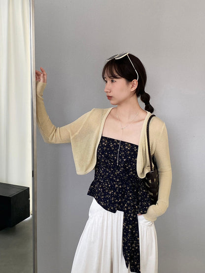 【cimzY762】實拍軟軟香香純慾風🎀碎花細肩帶上衣+長袖針織小外套兩件套260409