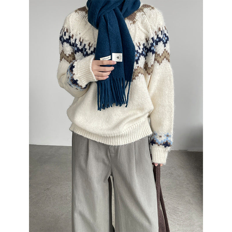 【cimMB850】實拍冬季必備复古費爾島提花針織毛衣251114