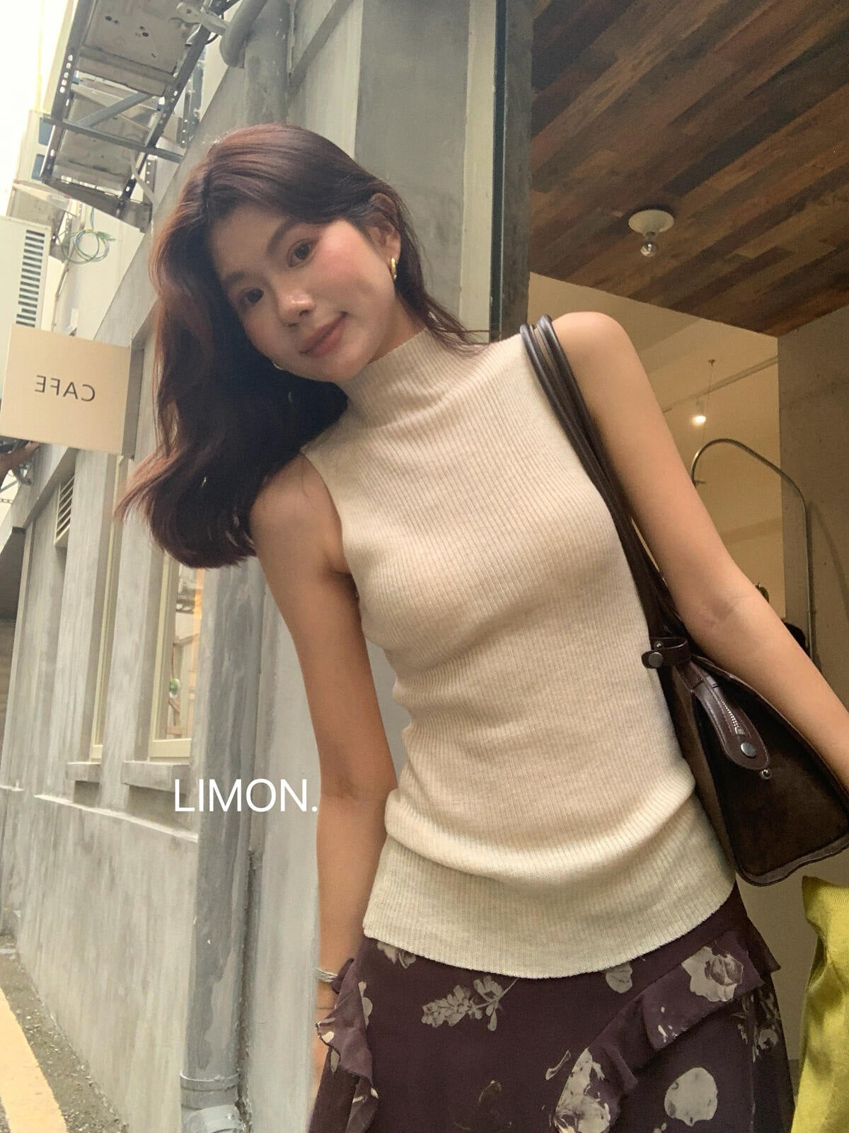 【LSC1211】檸檬韓系高質感顯瘦半高領無袖針織背心260728