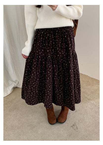 【H5490】實拍日系清新小碎花鬆緊腰長裙（棉）251109