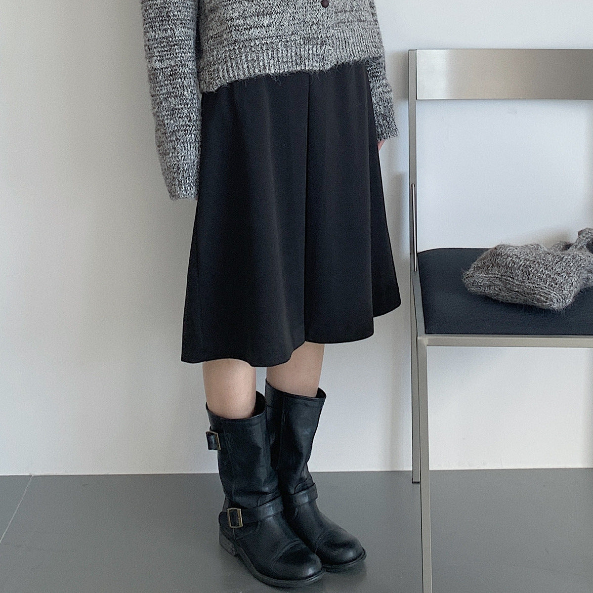 【LD3300】實拍S~XL韓版高腰顯瘦毛呢A字裙＋腰帶251103