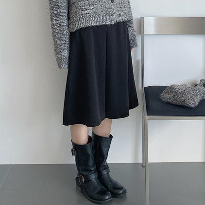 【LD3300】實拍S~XL韓版高腰顯瘦毛呢A字裙＋腰帶251103