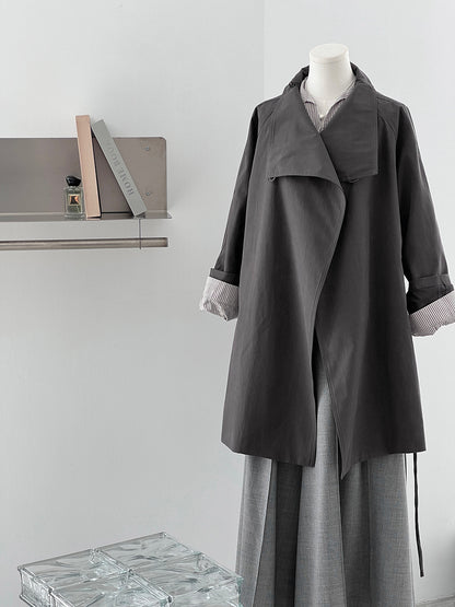 【cim1659】實拍秋冬復古英倫翻領風衣外套＋繫帶251030