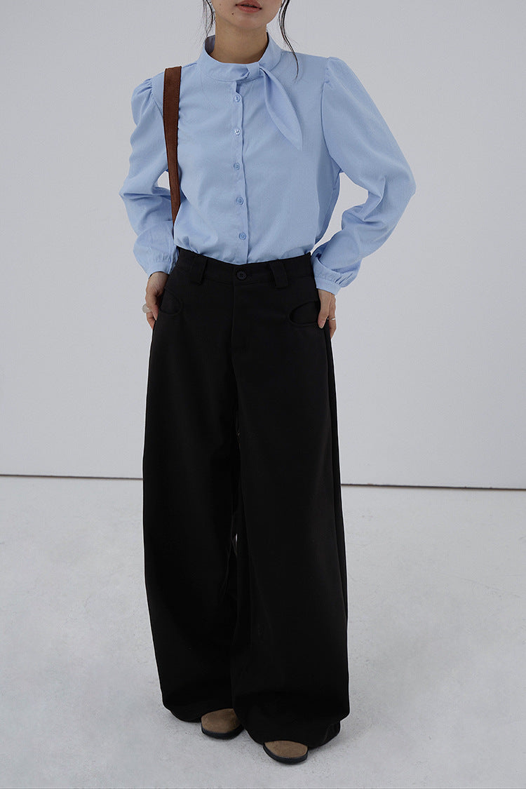 【LD3278】實拍小圓領長袖襯衫+條紋針織背心（分開下單）251103