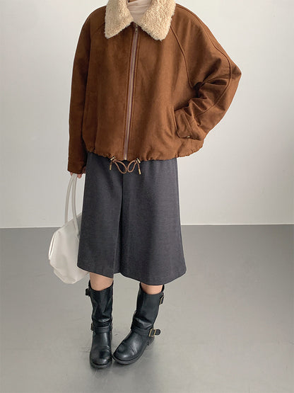 【LD3300】實拍S~XL韓版高腰顯瘦毛呢A字裙＋腰帶251103