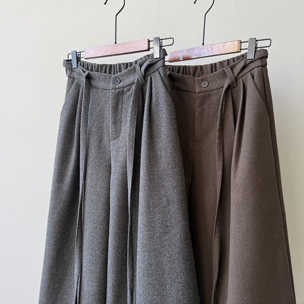 【Y82677】 實拍復古系帶加厚七分闊腿褲251023